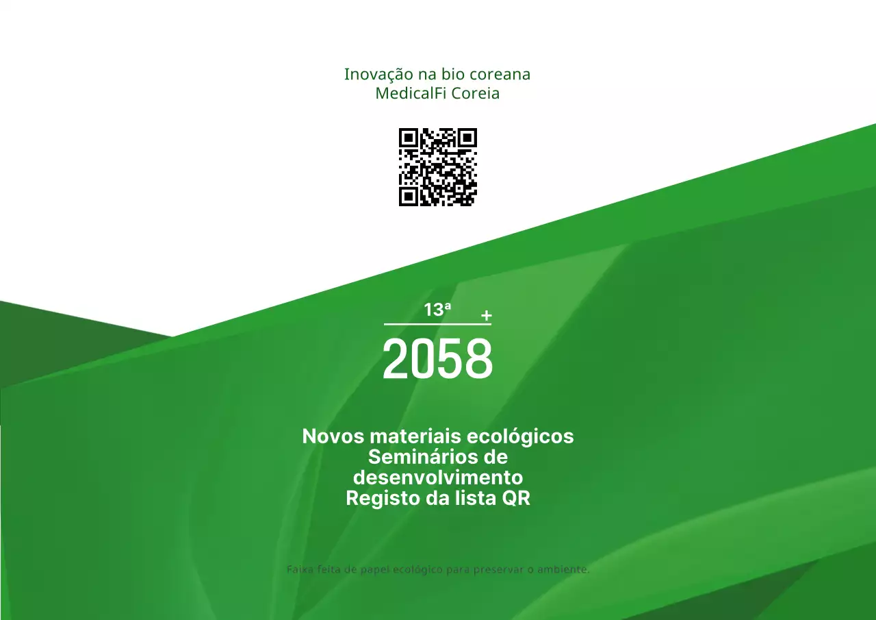 Estilo de apresentação de texto simples com cores verde e branca Informações sobre seminários de desenvolvimento ecológico