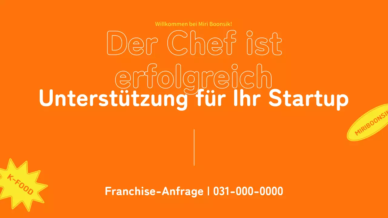 Profil eines Catering-Unternehmens mit orangefarbenen und gelben Farbakzenten und Fotolayout