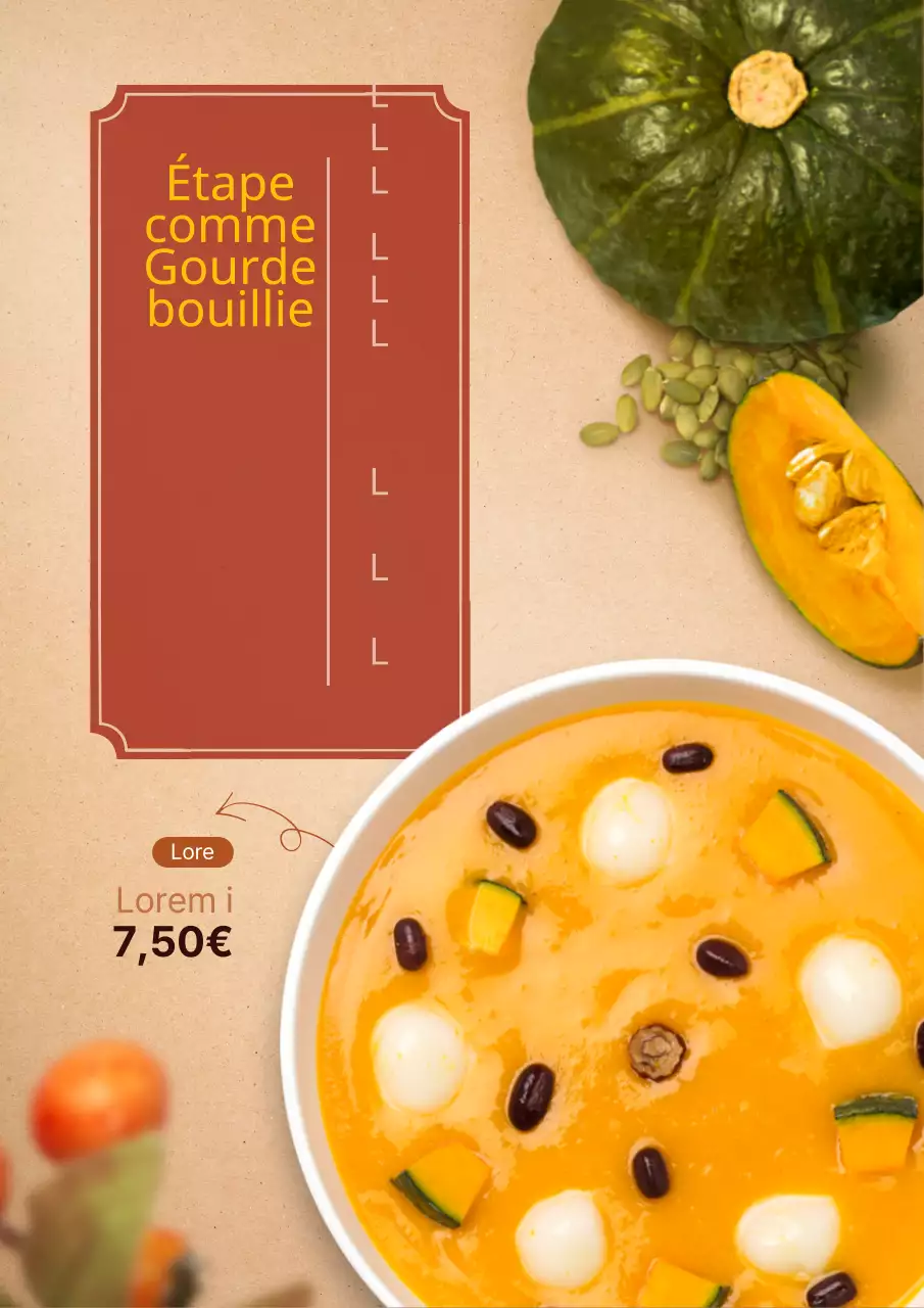 Promotion d'un nouvel article de menu : la soupe à la crème de potiron