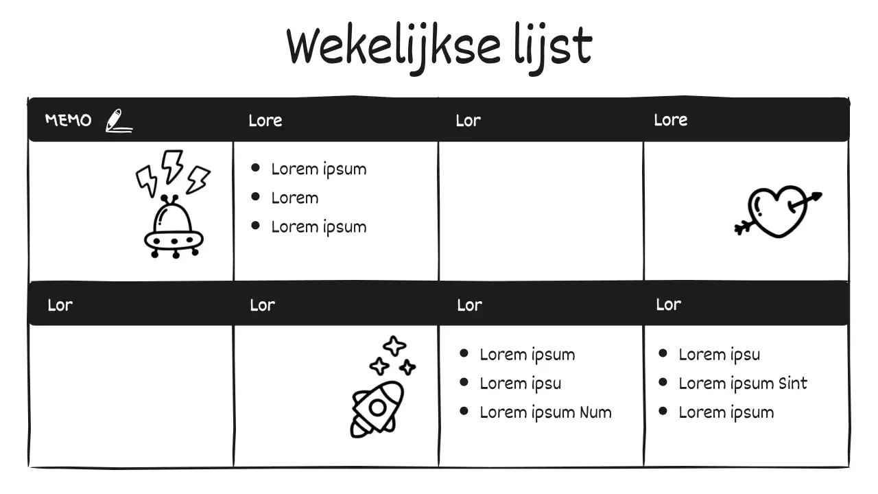 Een zwart-wit, doodle-y dagboekpost met een schattig doodle-gevoel