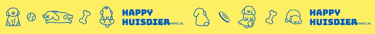 Huisdier benodigdheden winkel ontwerp met schattige gele en blauwe hond benodigdheden en puppy karakter illustraties