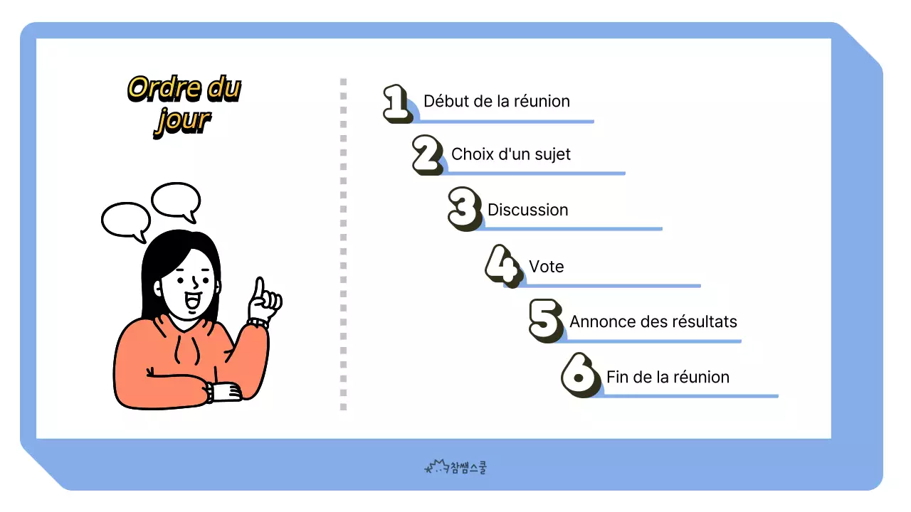 Réunion de classe en bleu clair