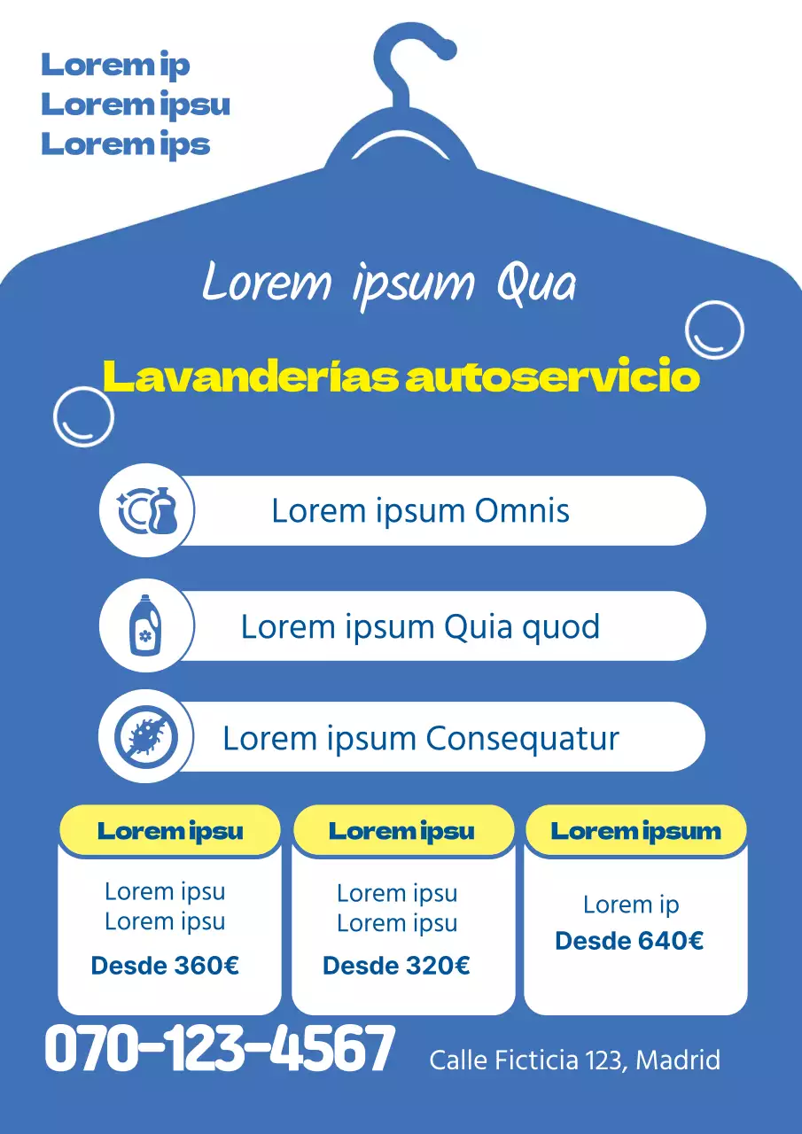 Letra azul amarilla Icono resaltado Promocione sus productos de limpieza