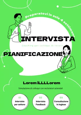 Semplice illustrazione al tratto con un concetto di comunicazione in verde lime e bianco per promuovere il programma di interviste.