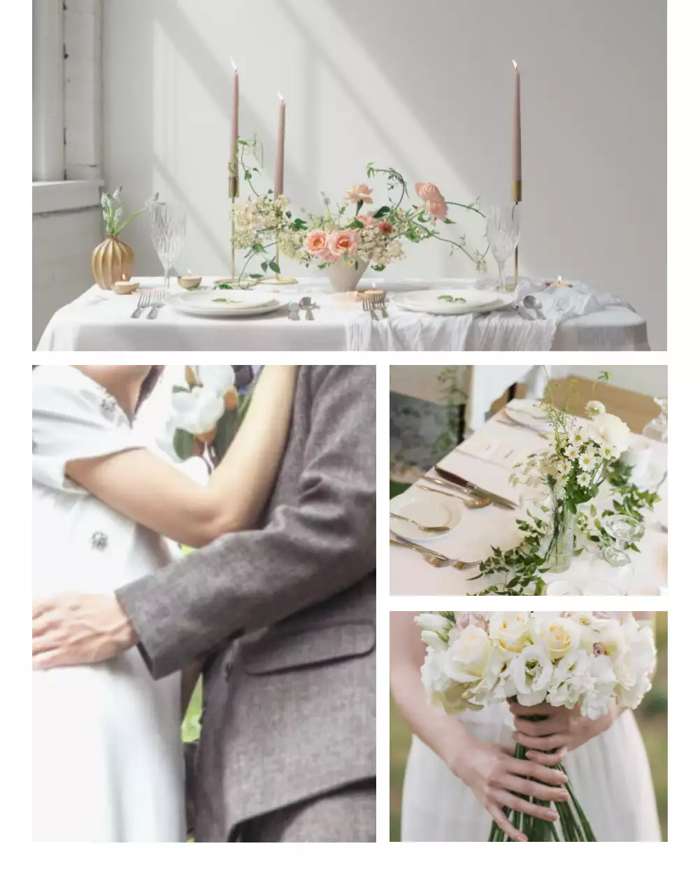 Invitación de boda móvil en gris claro y flores