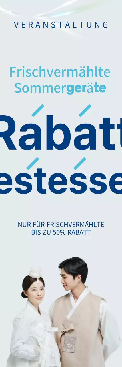 Newlyweds Summer Appliance Sale Banner in blau und hellblau