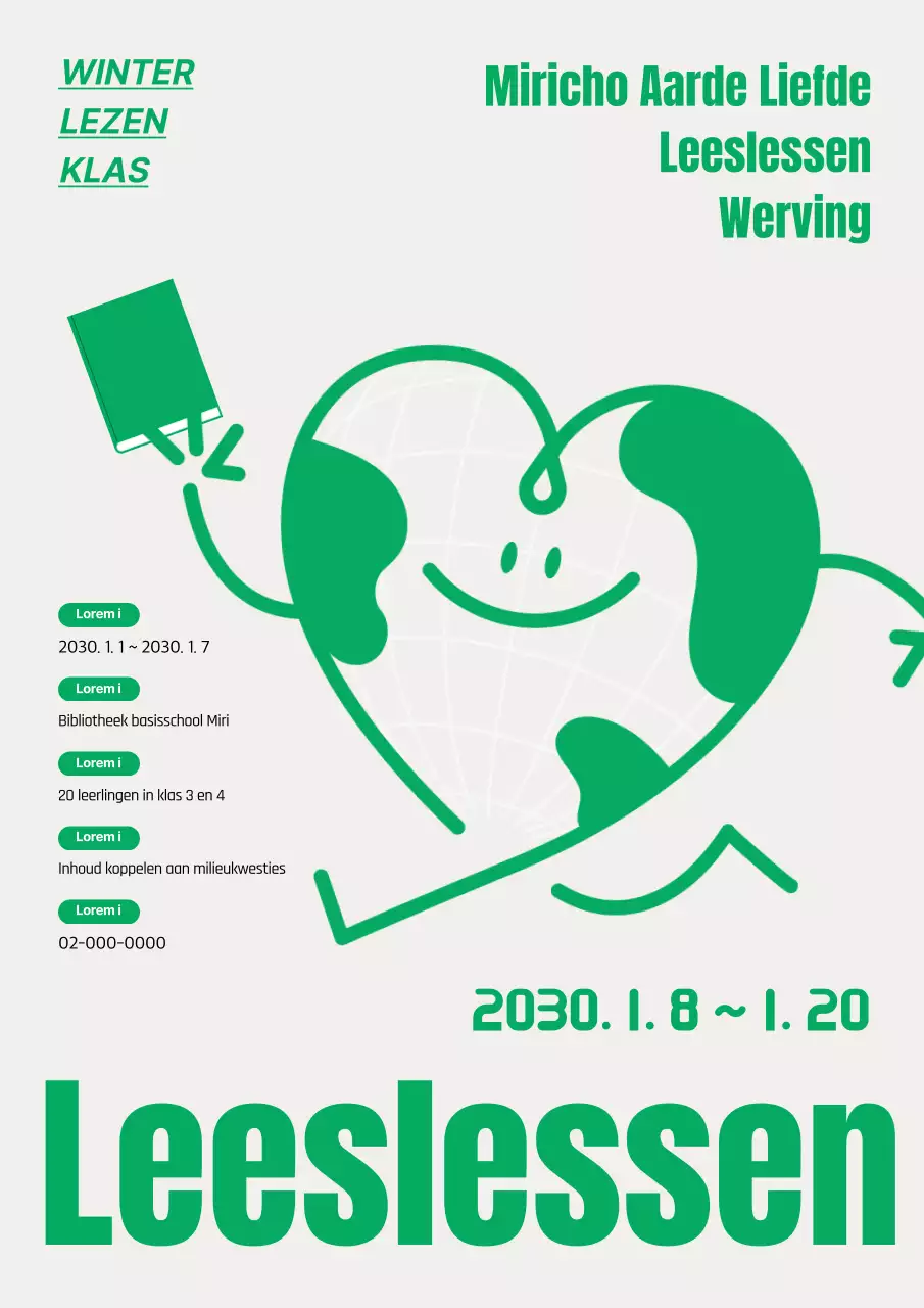 Groene en Kitscherige Wintervakantie Leeslessen voor Kinderen Oproep voor Deelnemers