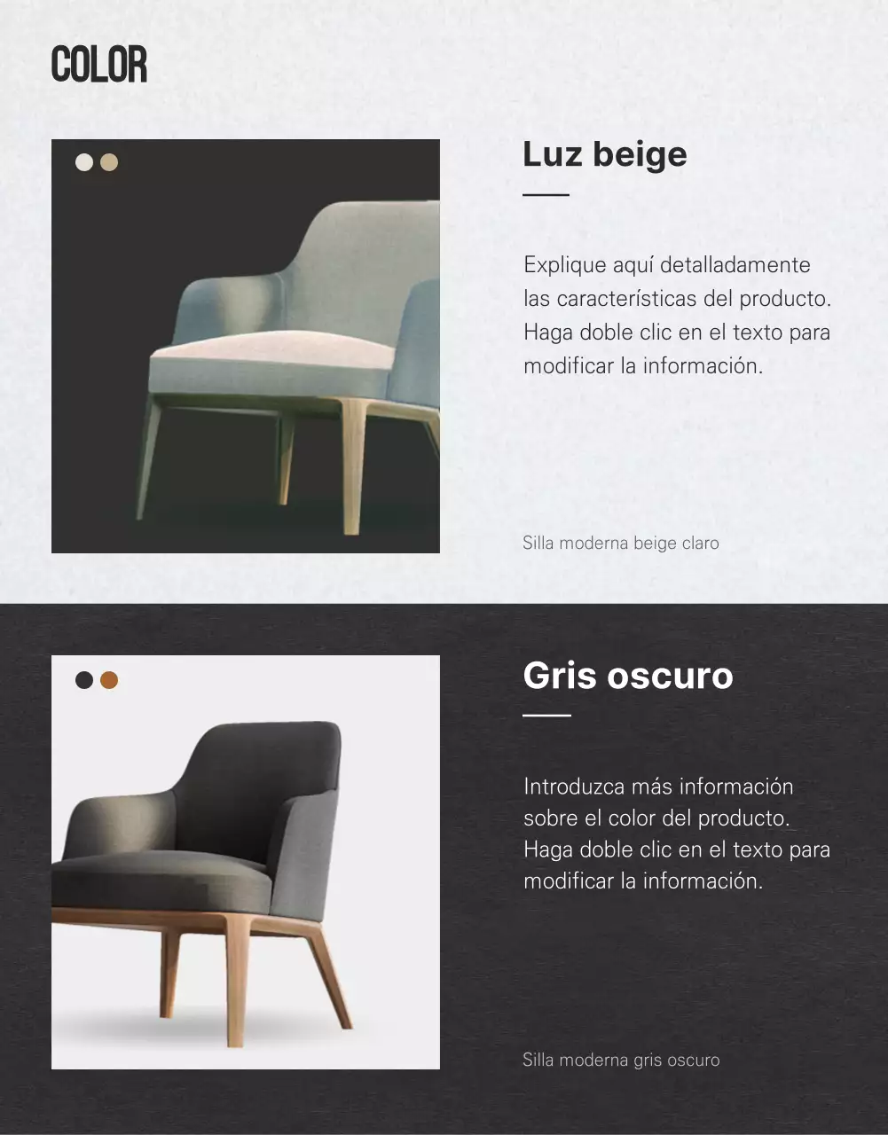 Silla moderna y sencilla en gris y marrón
