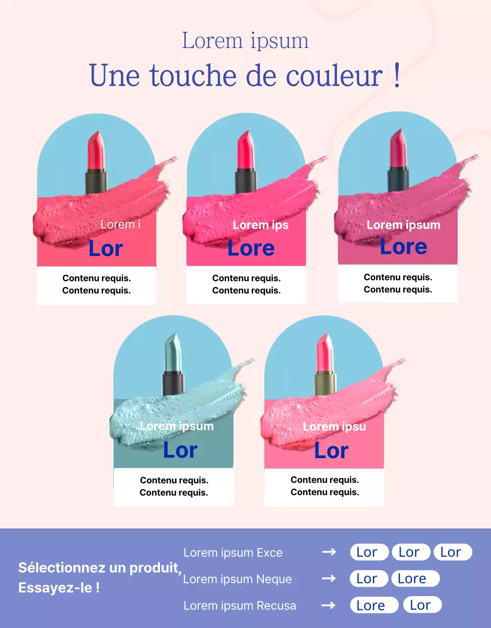 Publicité cosmétique lumineuse avec rouge à lèvres rose