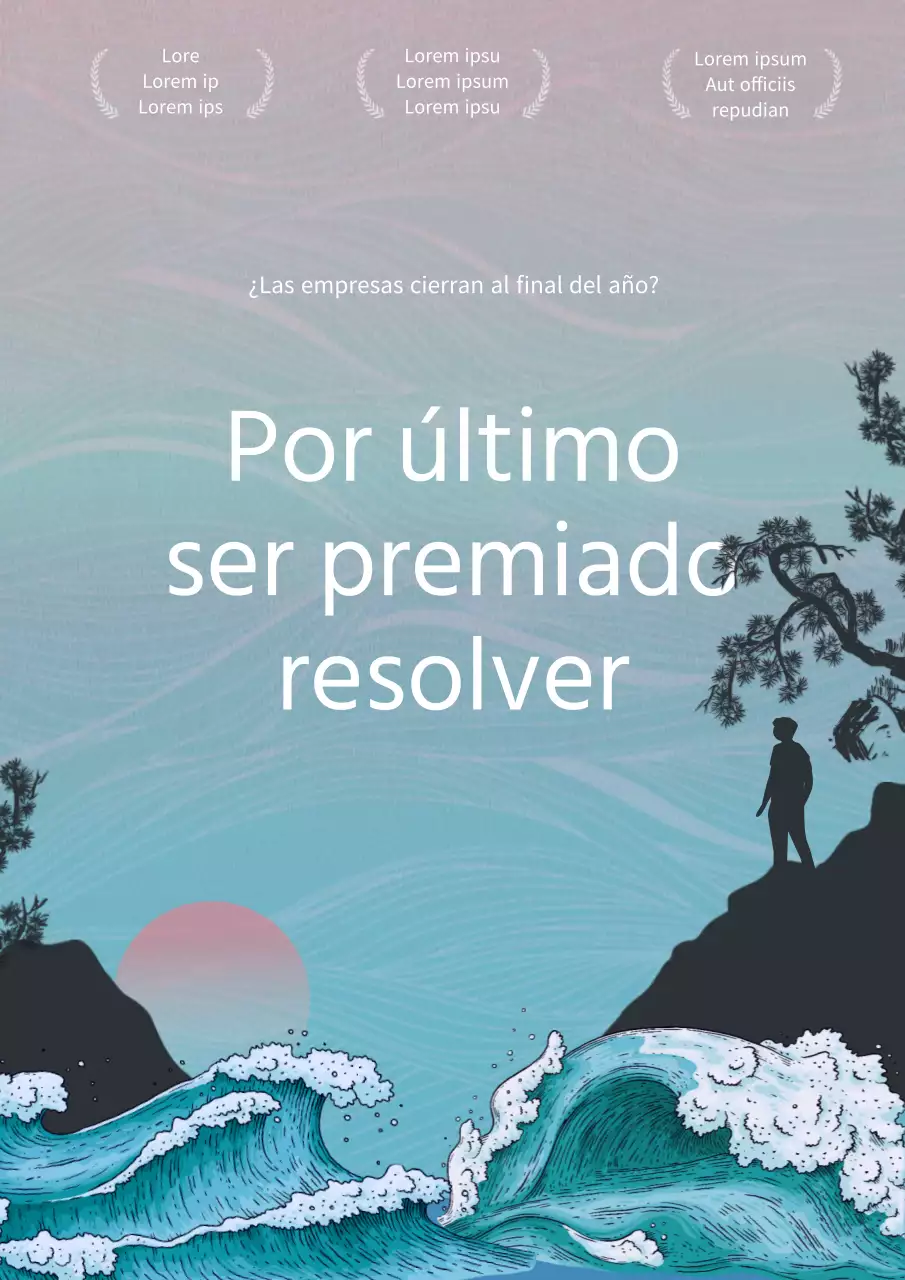 Póster corporativo de fin de año en azul claro pastel