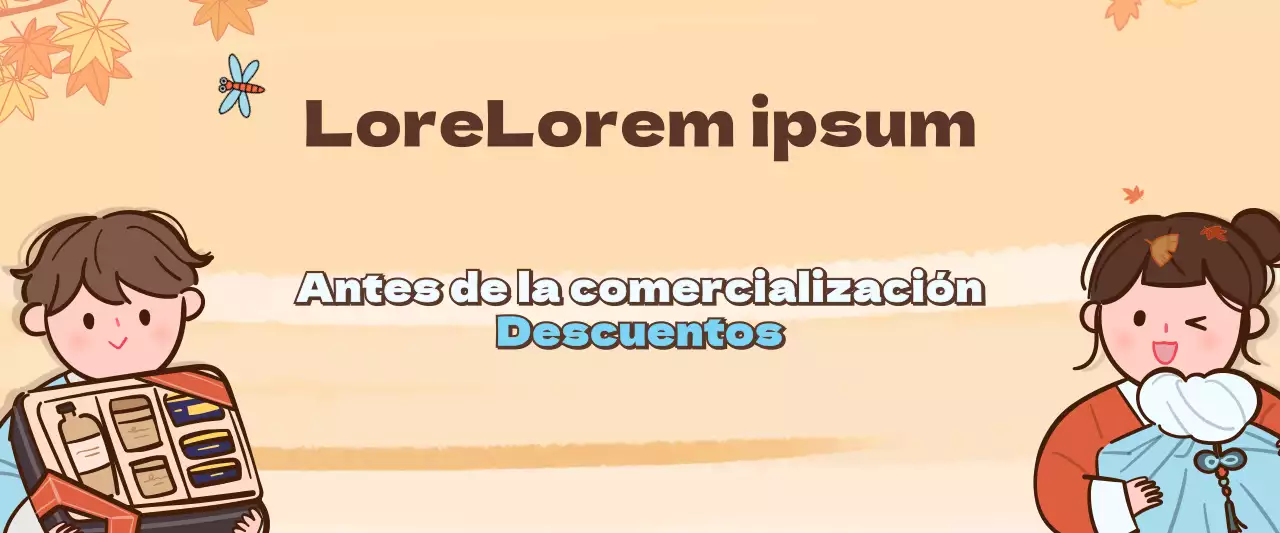 Descuento en un concepto de ilustración animada de otoño en naranja y azul claro