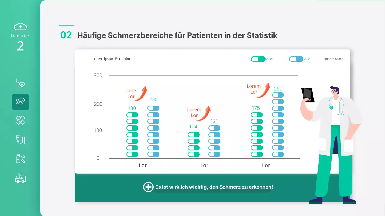 Präsentation in der Krankenpflegeklasse mit grünen Illustrationen