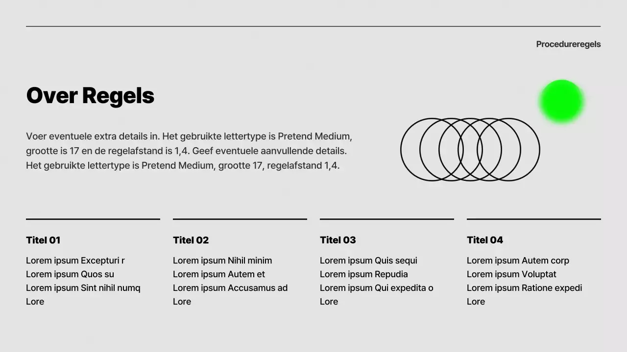Eenvoudige conferentie-oriëntatiepresentatie in grijs en limoengroen