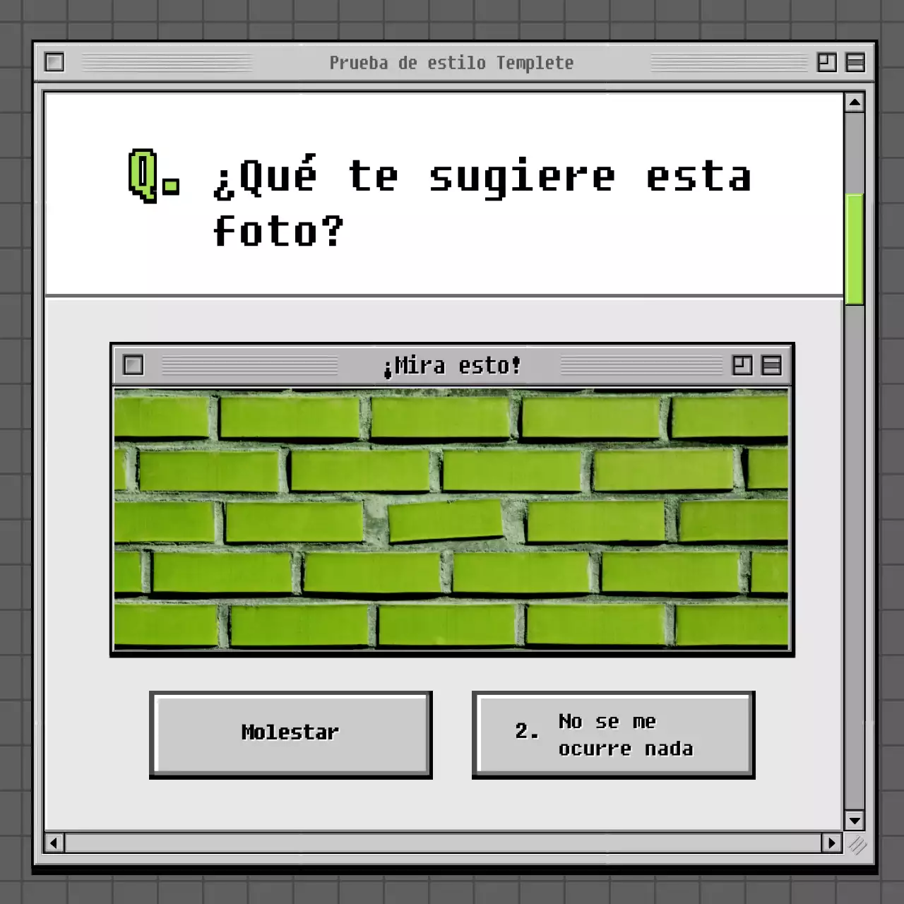 Concepto de navegador retro test de psicología en gris y verde