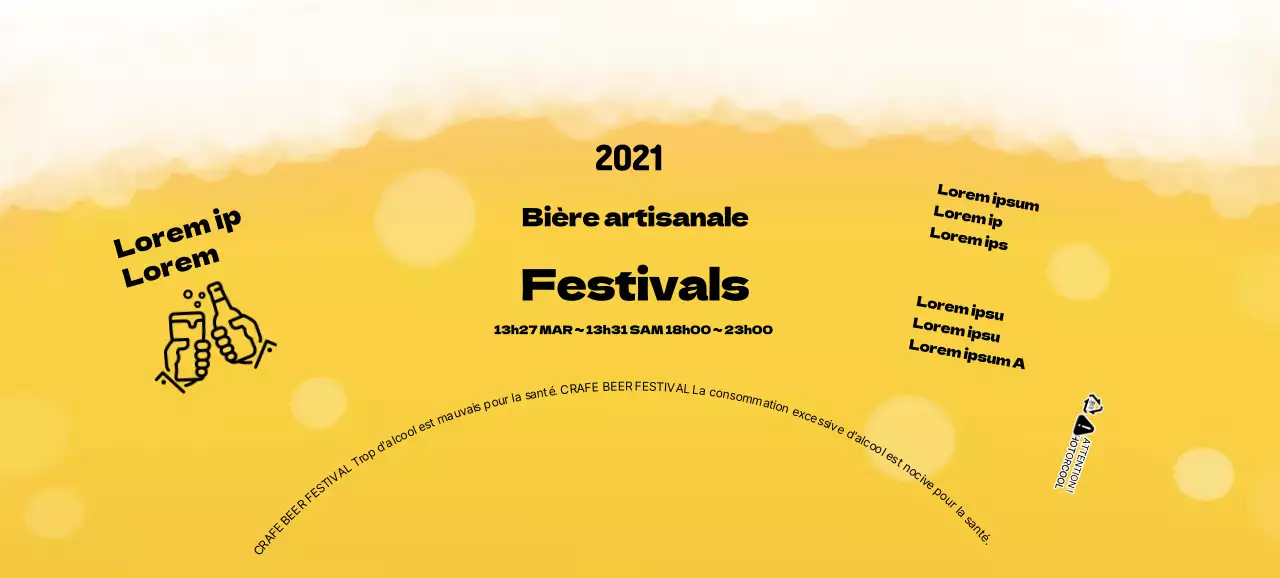 Illustration de mousse jaune festival de bière artisanale