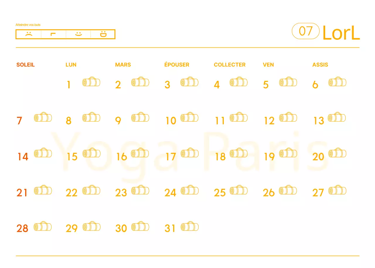 Calendriers orange à distribuer lors de la promotion de votre studio de yoga