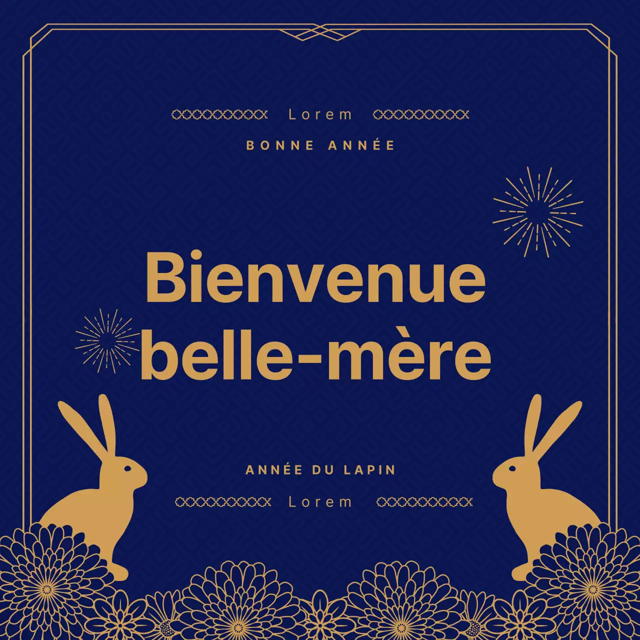 Lapin du Nouvel An en bleu marine et or