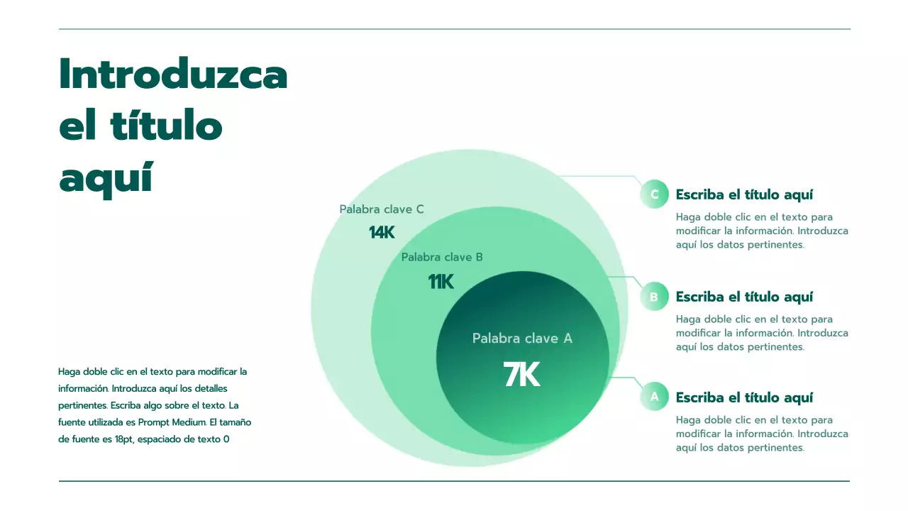 Presentación con varios gráficos en degradado verde