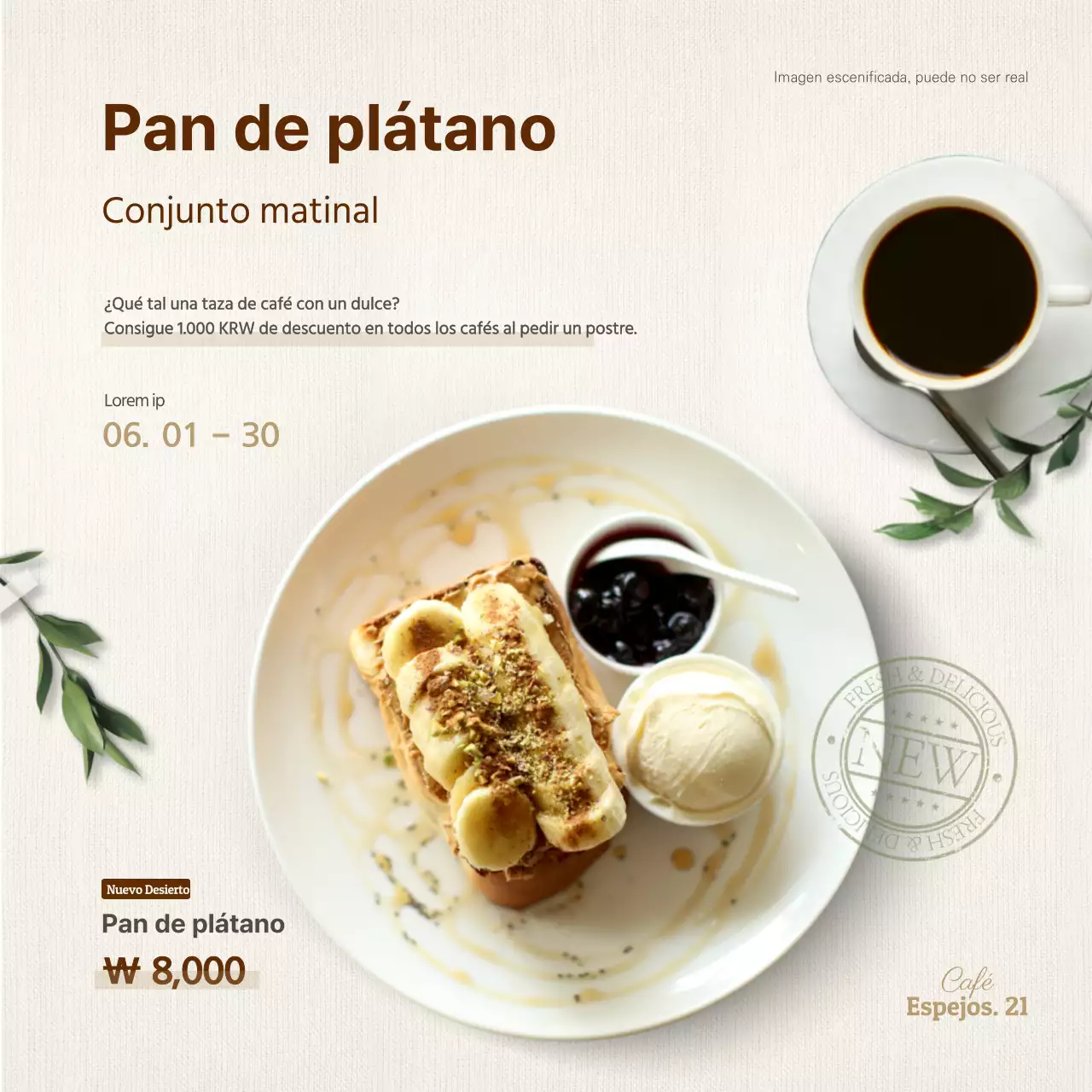 Banana Bread Coffee Set Banner en marfil