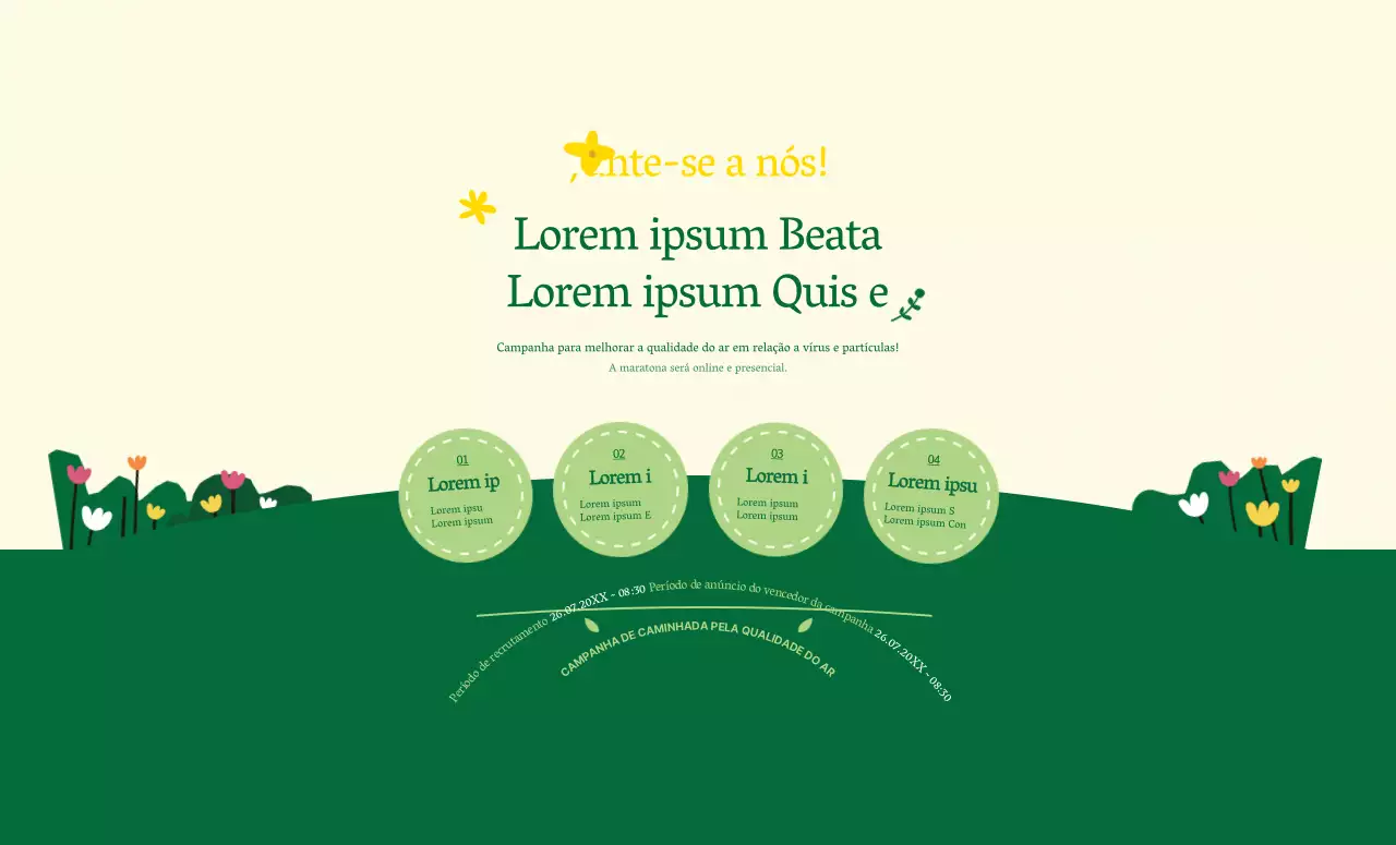 Sobre a campanha verde e amarela de estilo limpo para ir a pé para o trabalho