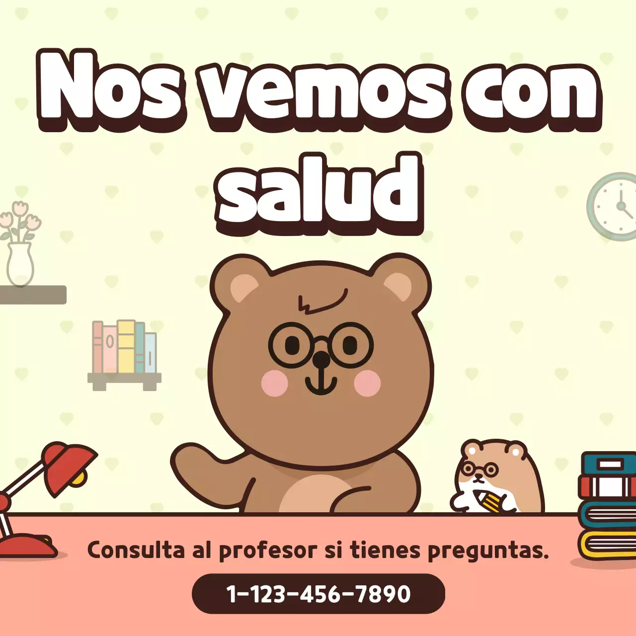 Presentación de la clase con un simpático personaje de color rosa y amarillo