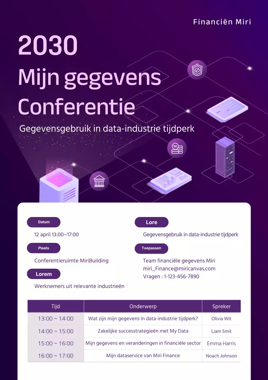 Gids voor de MyData-conferentie, paars gemarkeerd
