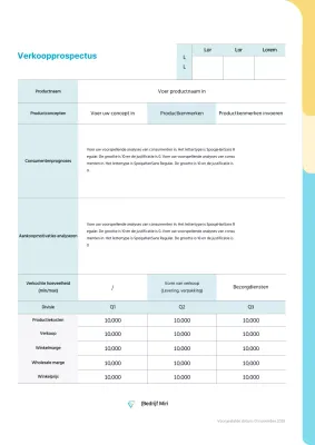 Een verkooppraatje met een lichtblauw en geel afgerond vormconcept