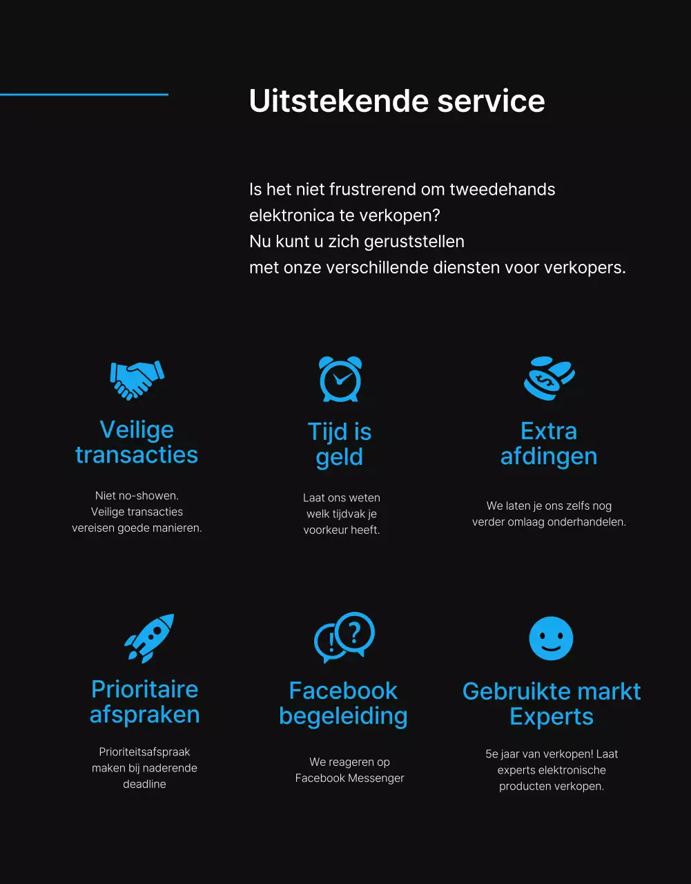 Black Blue Point Eenvoudige en stijlvolle advertentiepagina (detailpagina)