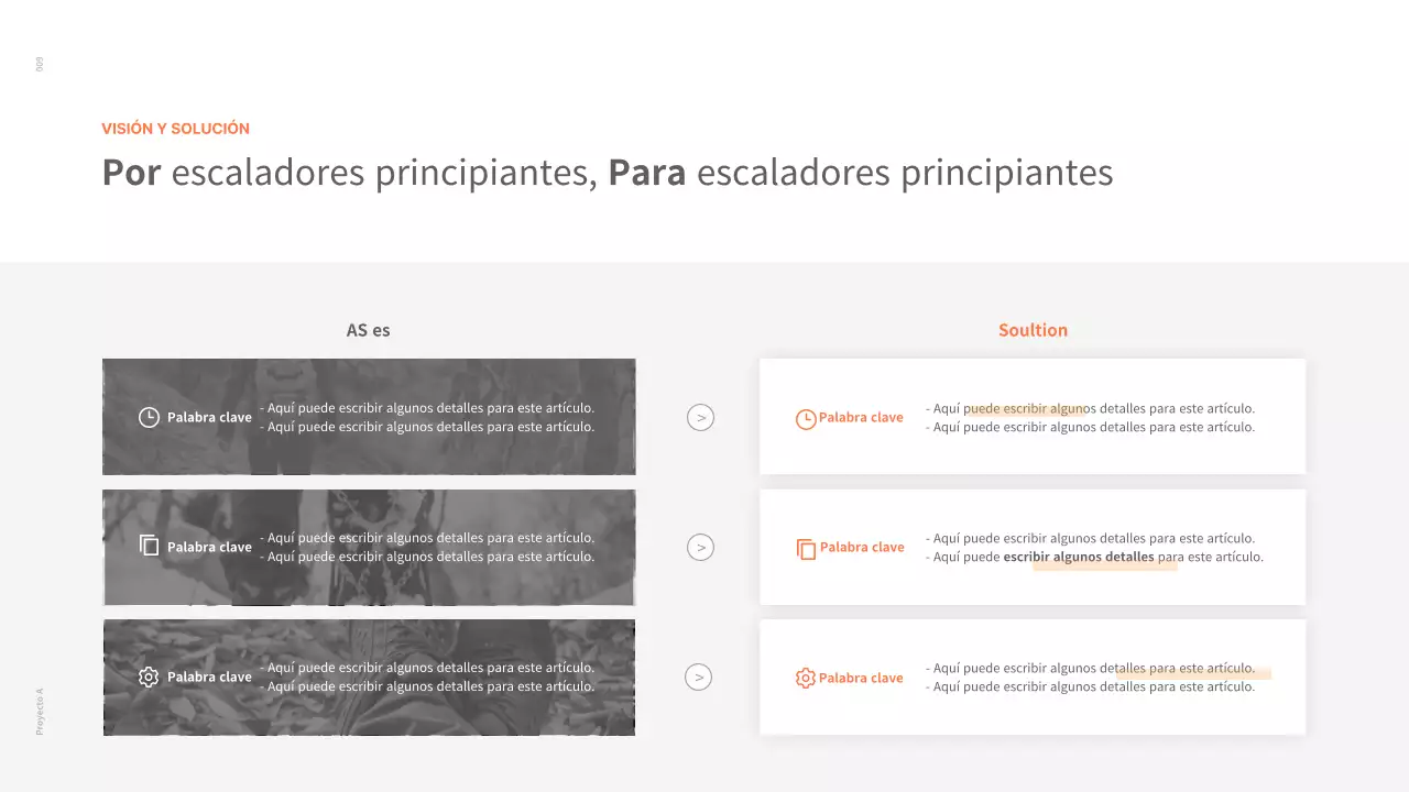 Una cartera de conceptos limpios en blanco y naranja