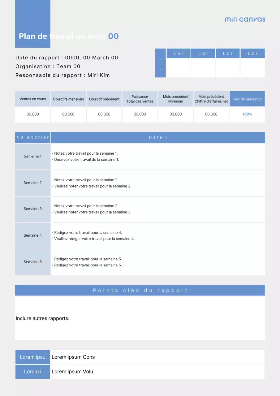 Modèle simple de plan d'affaires bleu et gris