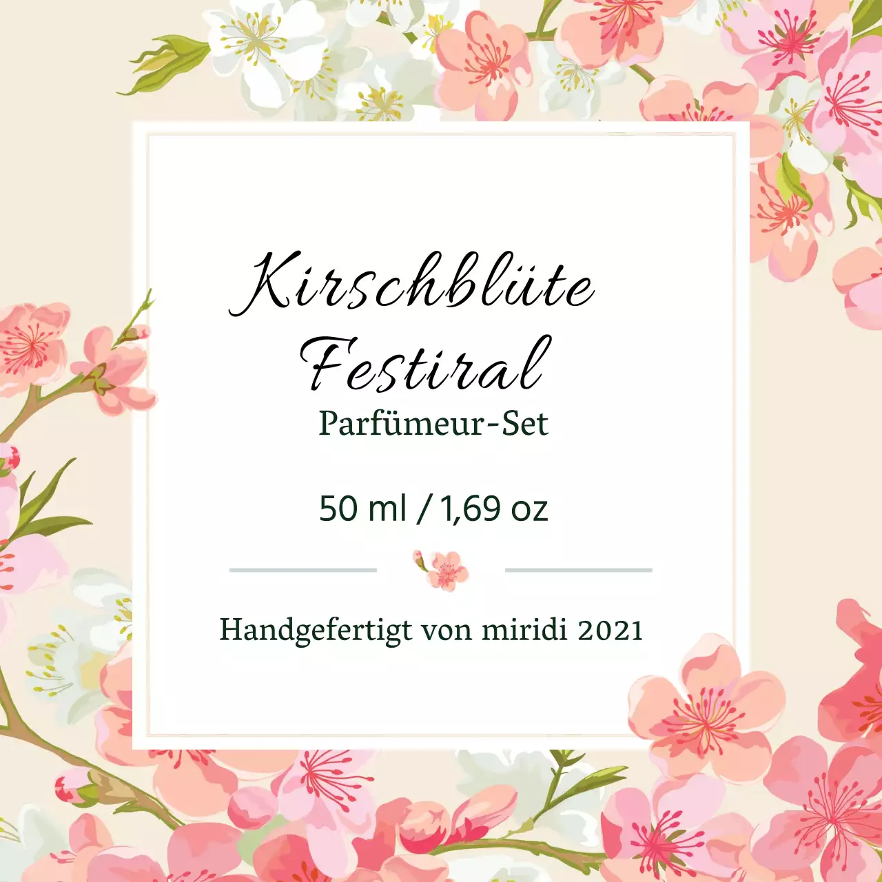 Vintage Parfüm Etikett mit rosa Illustration