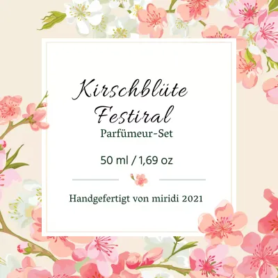 Vintage Parfüm Etikett mit rosa Illustration