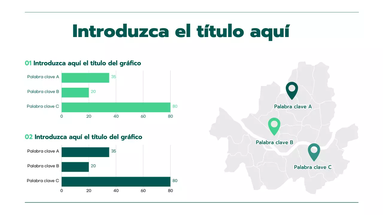 Presentación con varios gráficos en degradado verde