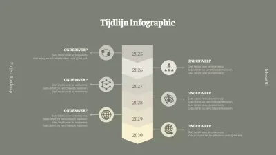 Tijdlijn met grijs-beige pictogrammen