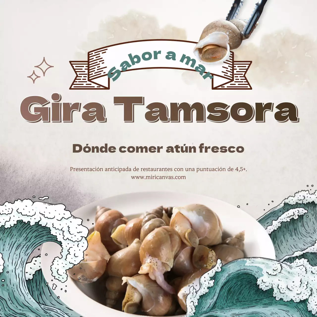 Presentación del restaurante tamsora marrón y azul