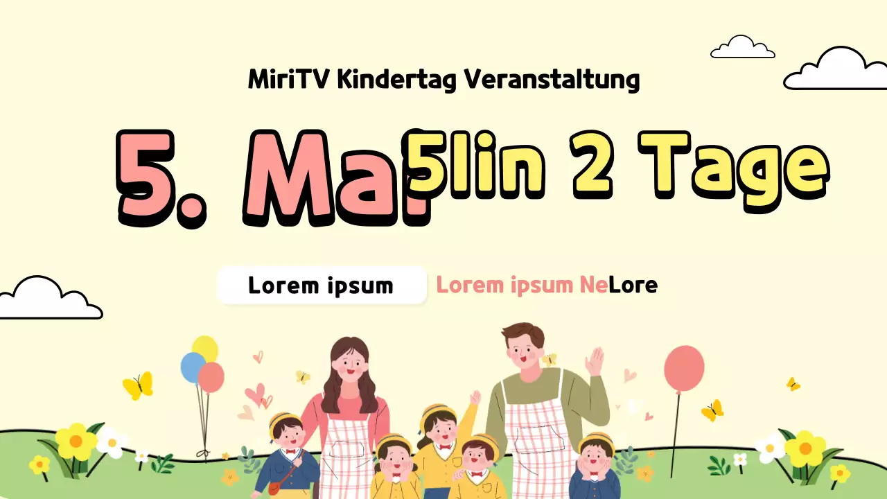 Eine einfache gelb-schwarze Online-Einladung für den Kindertag YouTube-Anleitung