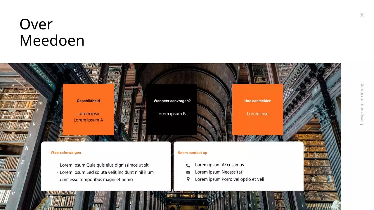 Oranje, strak, modern, boekenclubwerving in een boekachtige stijl