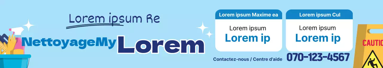 Illustration bleue faisant la promotion d'un service de nettoyage soigné