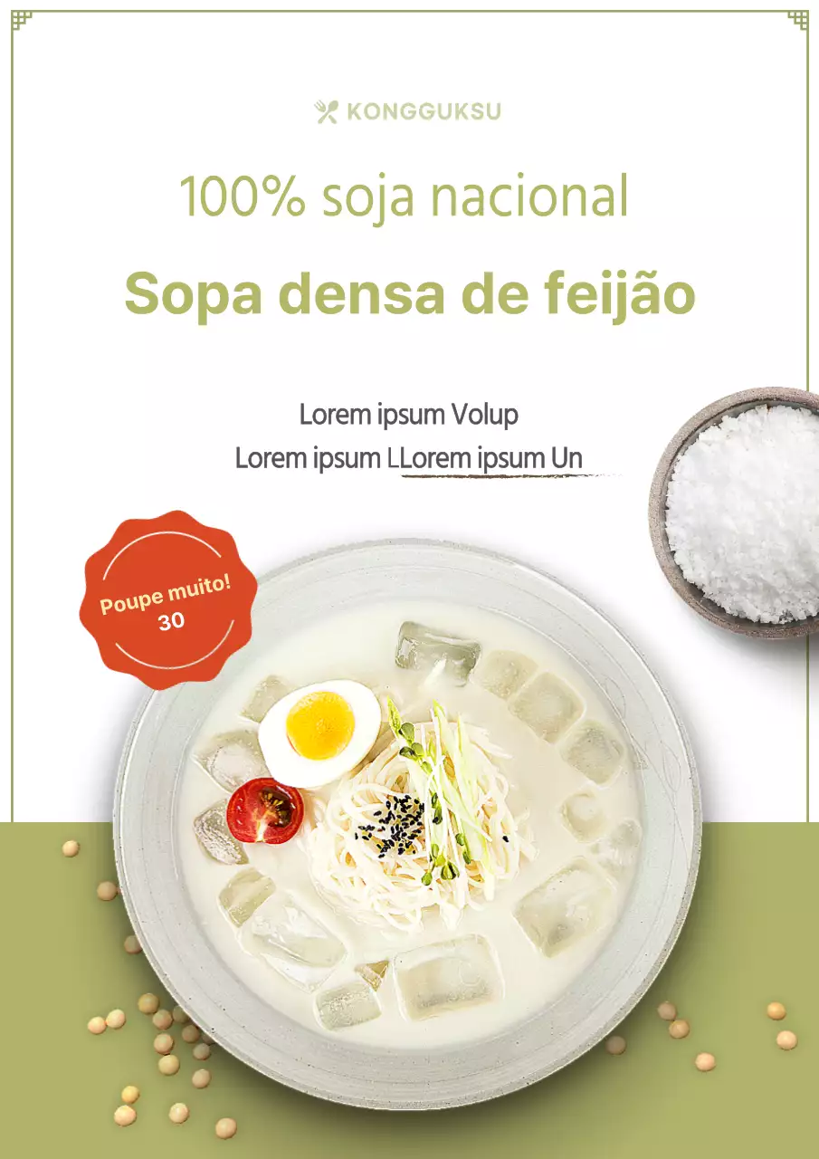 Guia alimentar do macarrão soba branco e verde claro