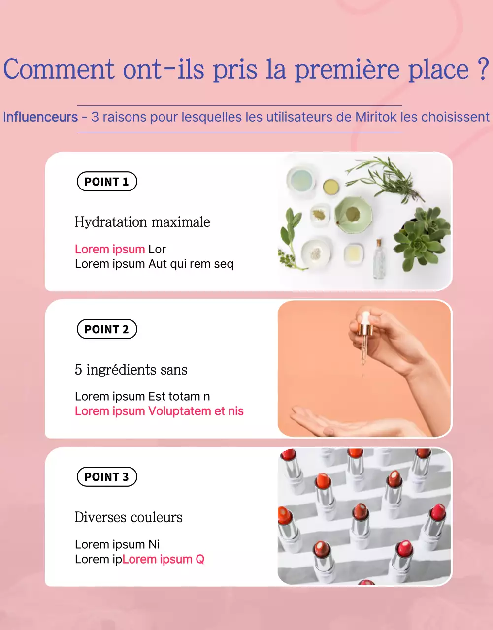 Publicité cosmétique lumineuse avec rouge à lèvres rose