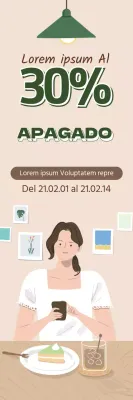 verde beige ilustración interior moderno hogar cafetería evento promoción