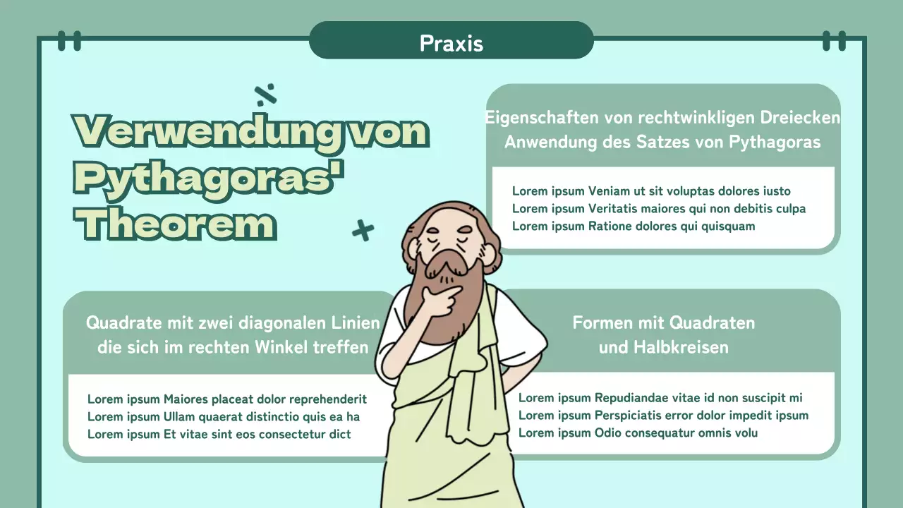 Präsentationen in Pastellfarben mit Figuren im Klassenzimmer