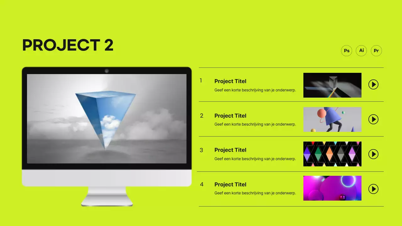 Raster concept designer portfolio in limoengroen en zwart
