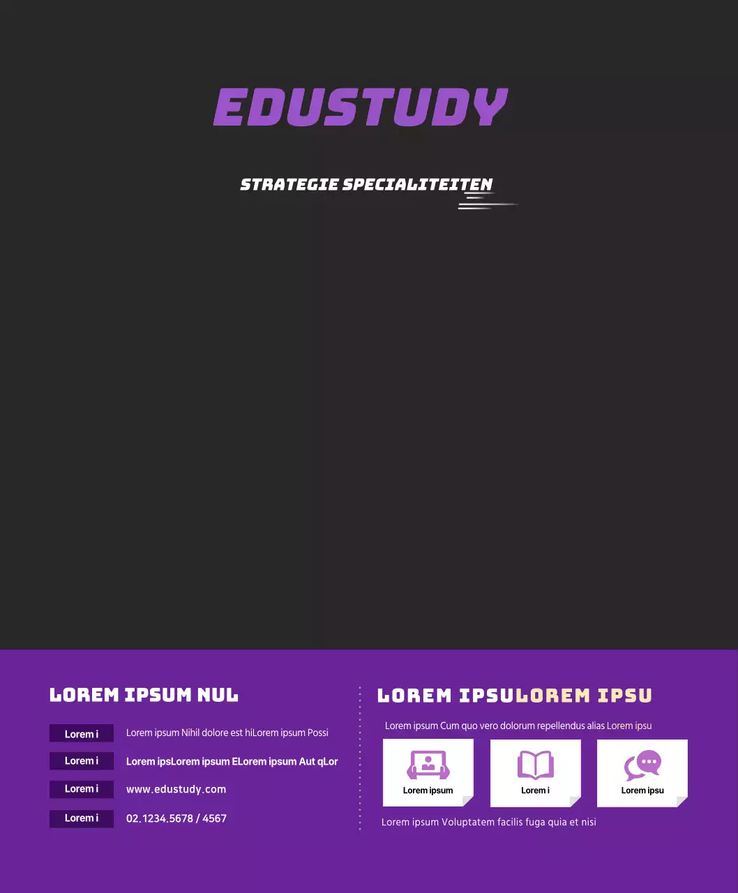 Een eenvoudige conceptstudie in paars en zwart voor informatieve en promotionele doeleinden.