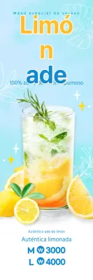 azul claro ade verano refrescante cafe menu promocion banner