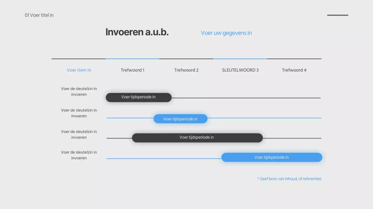 Een eenvoudig conceptueel Gantt-diagramontwerp in grijs en blauw