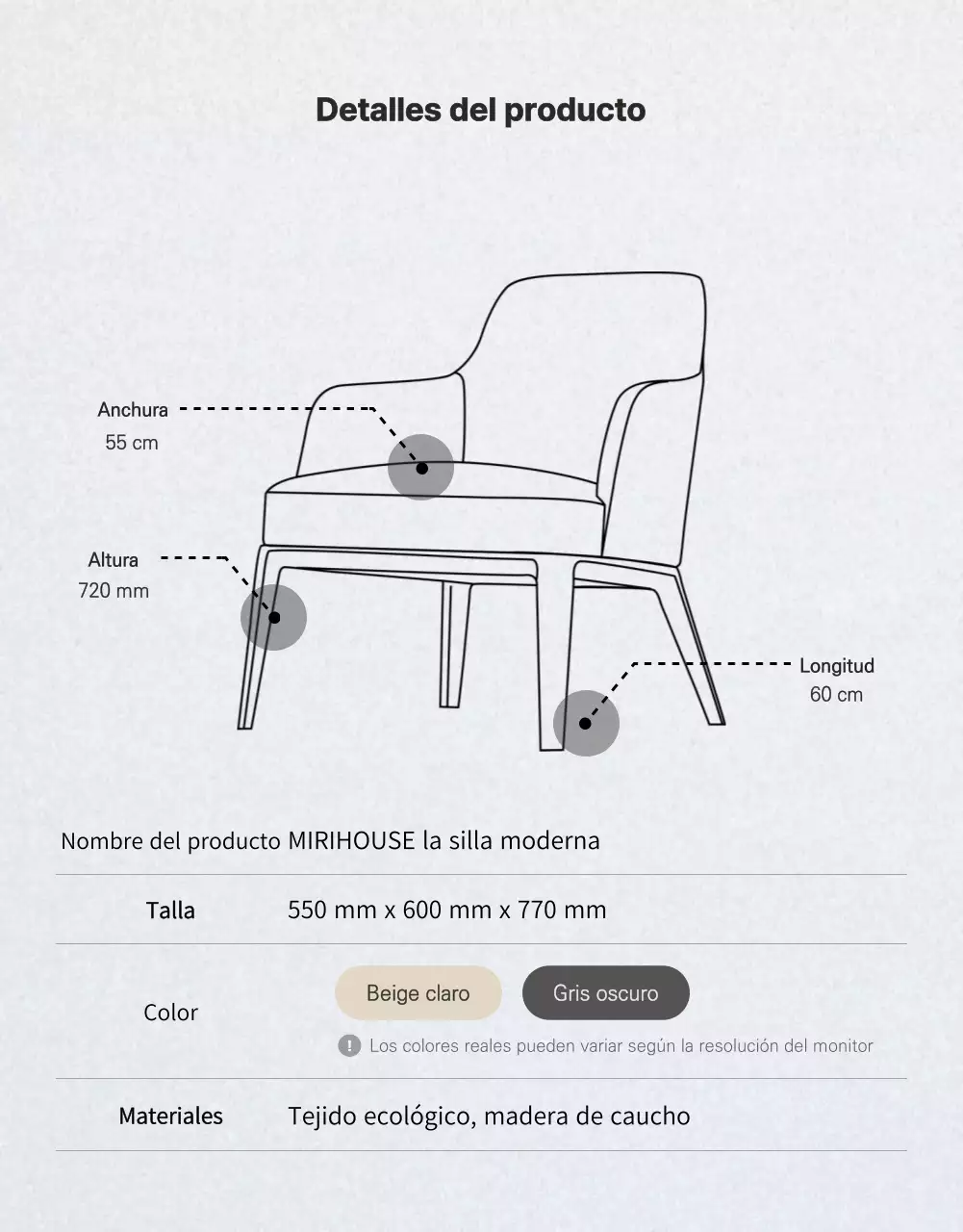 Silla moderna y sencilla en gris y marrón