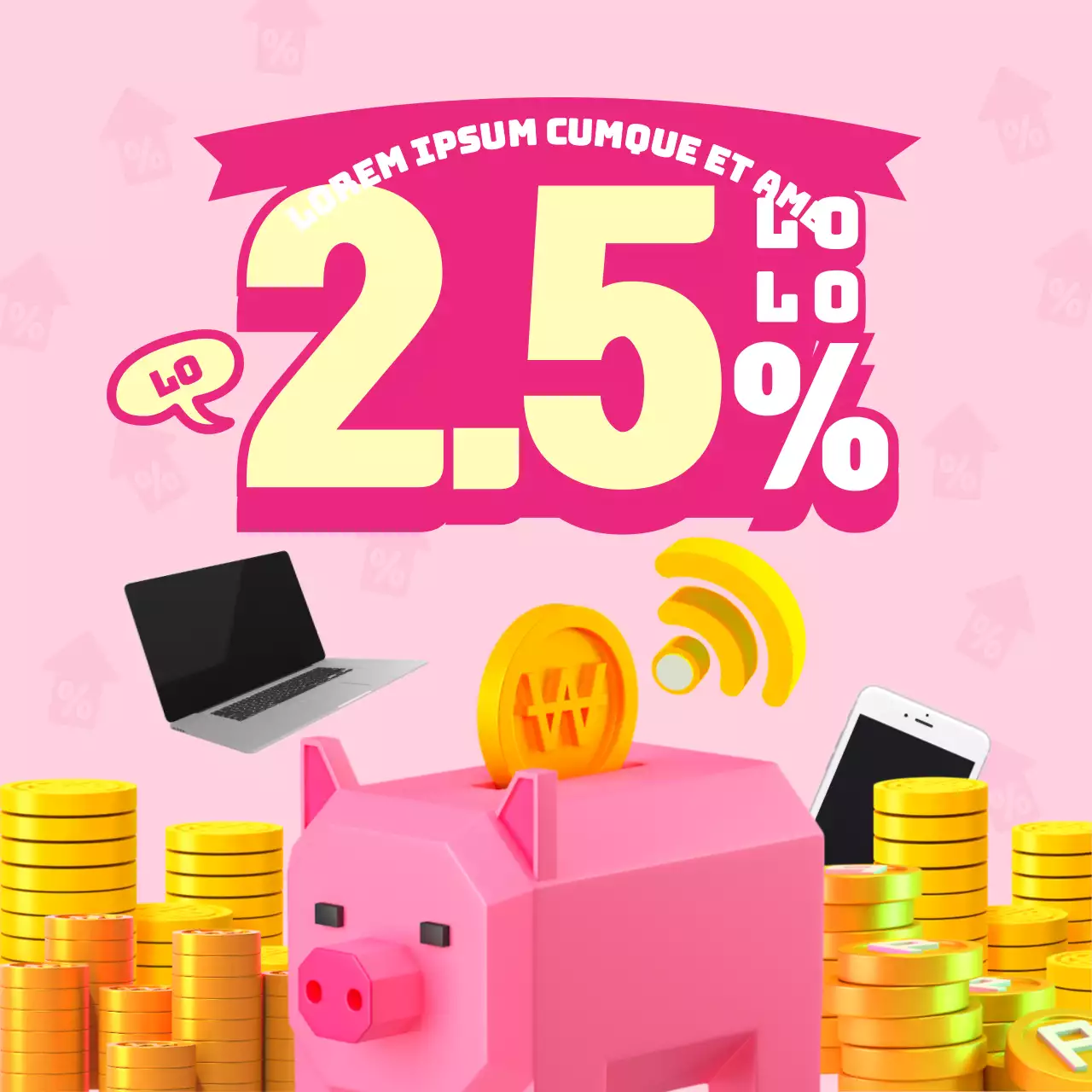 Promoot bankspaarproducten met een knal roze en geel