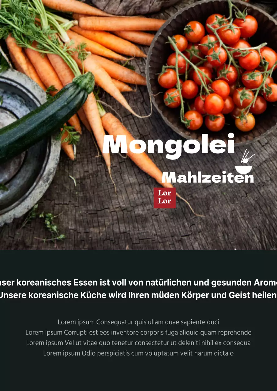 Vorstellung und Bewerbung von Restaurants mit Bildern von schwarzem Gemüse