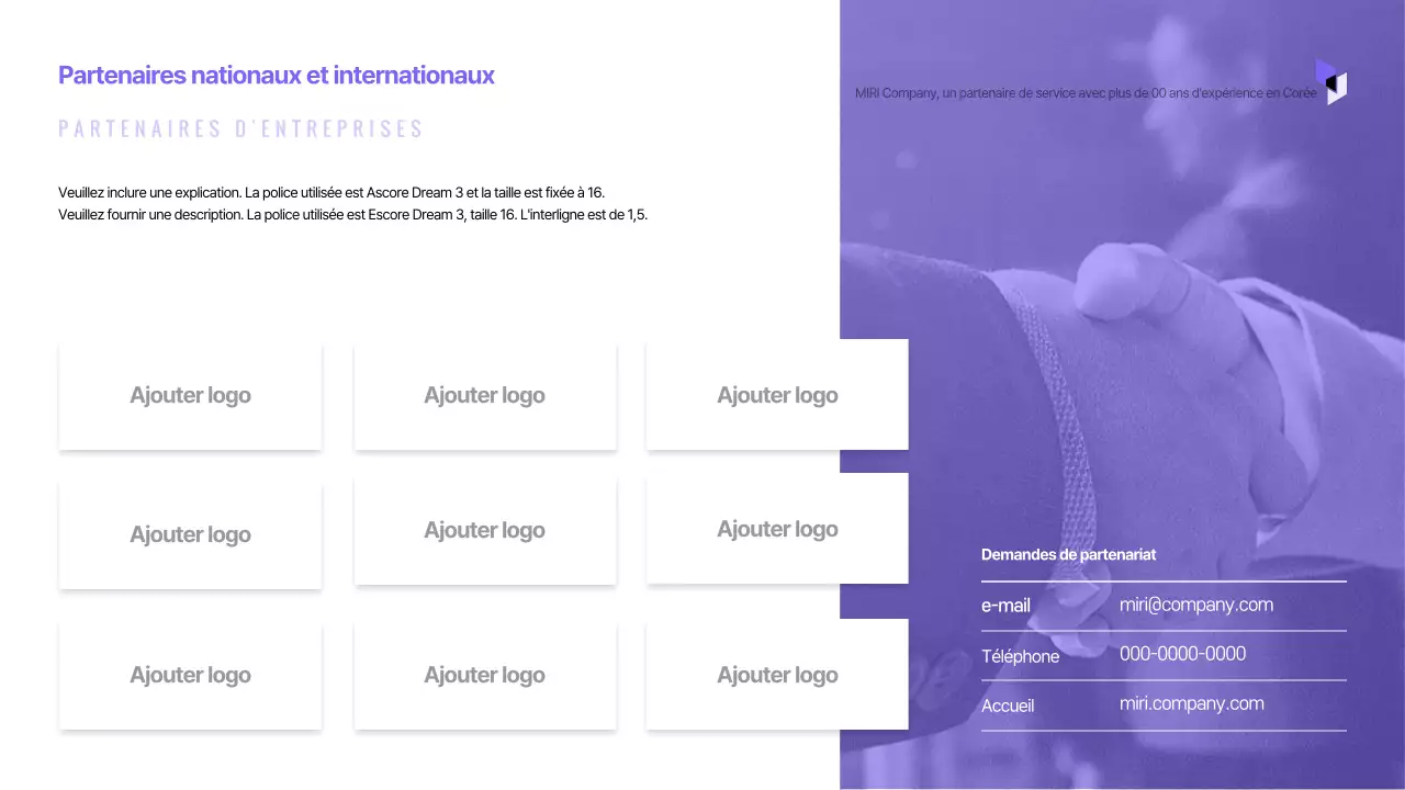 Présentation simple d'une entreprise dans des tons violets